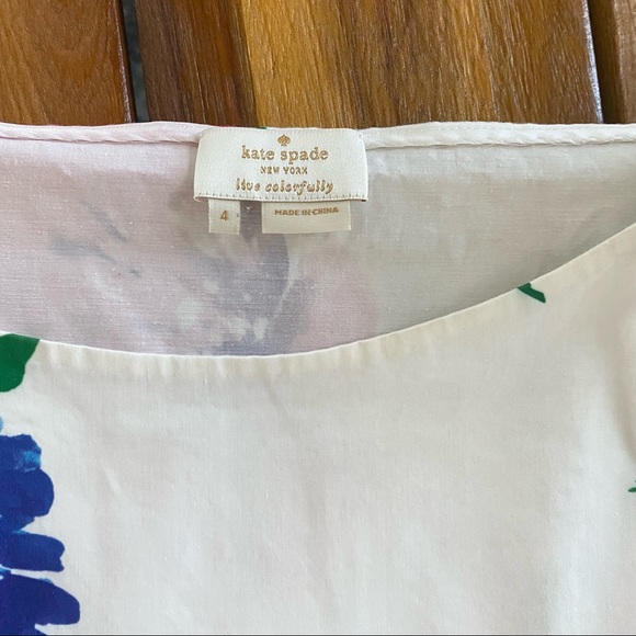 Kate Spade Blooms Peplum Top Sz 4 Sleeveless Side Zip - Picture 8 of 9